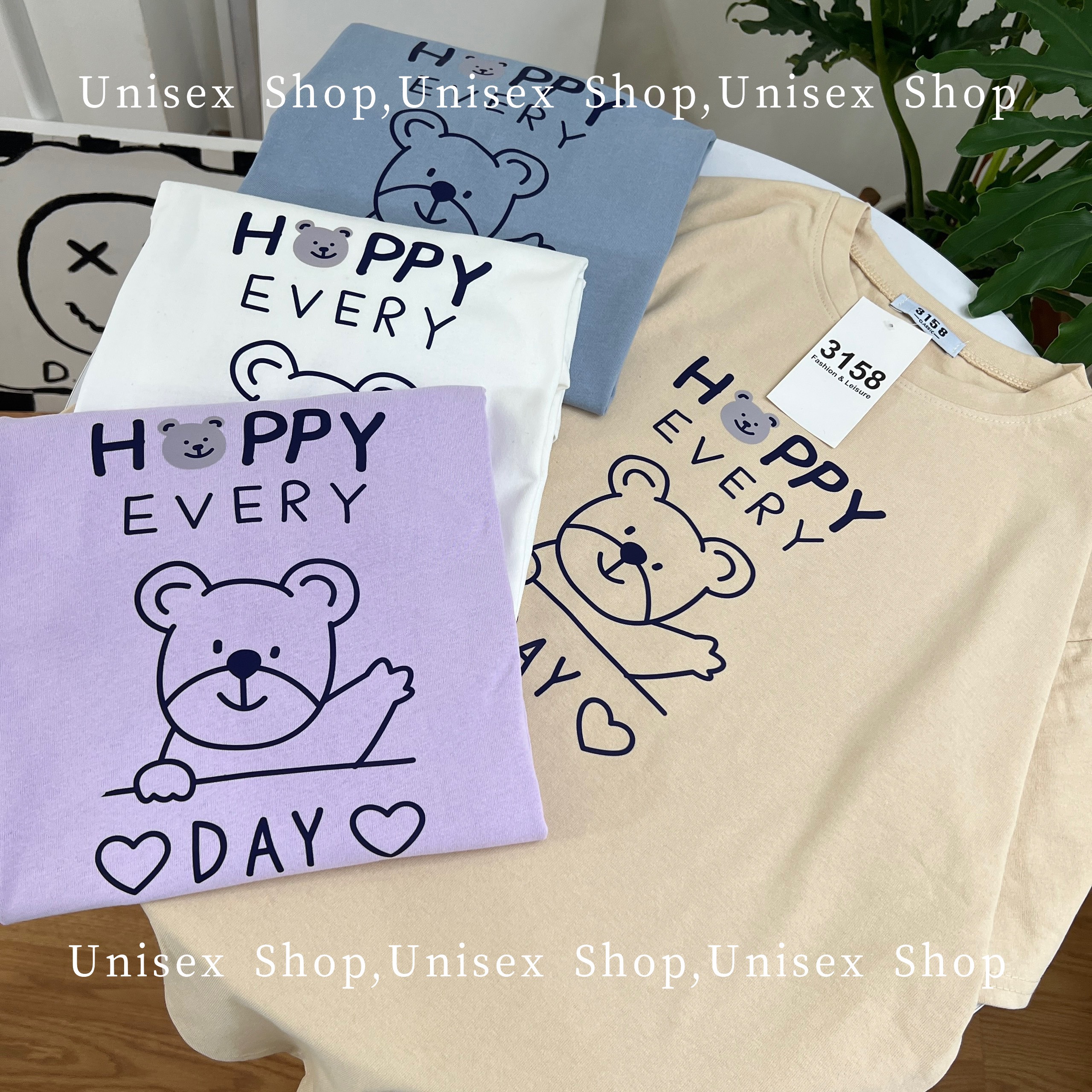 Áo thun cotton khô 3158 dễ thương happy every day tee _Unisex