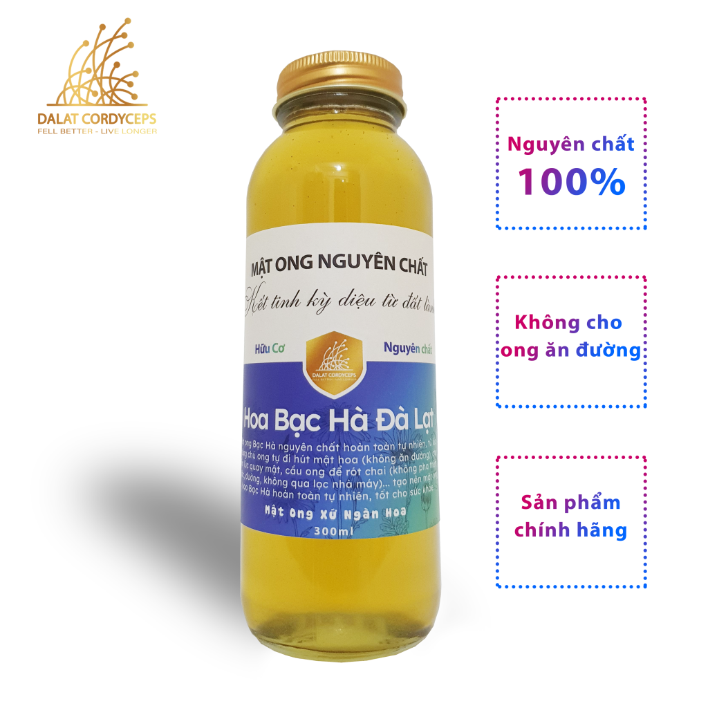 Mật ong nguyên chất hoa bạc hà Dalat Cordyceps