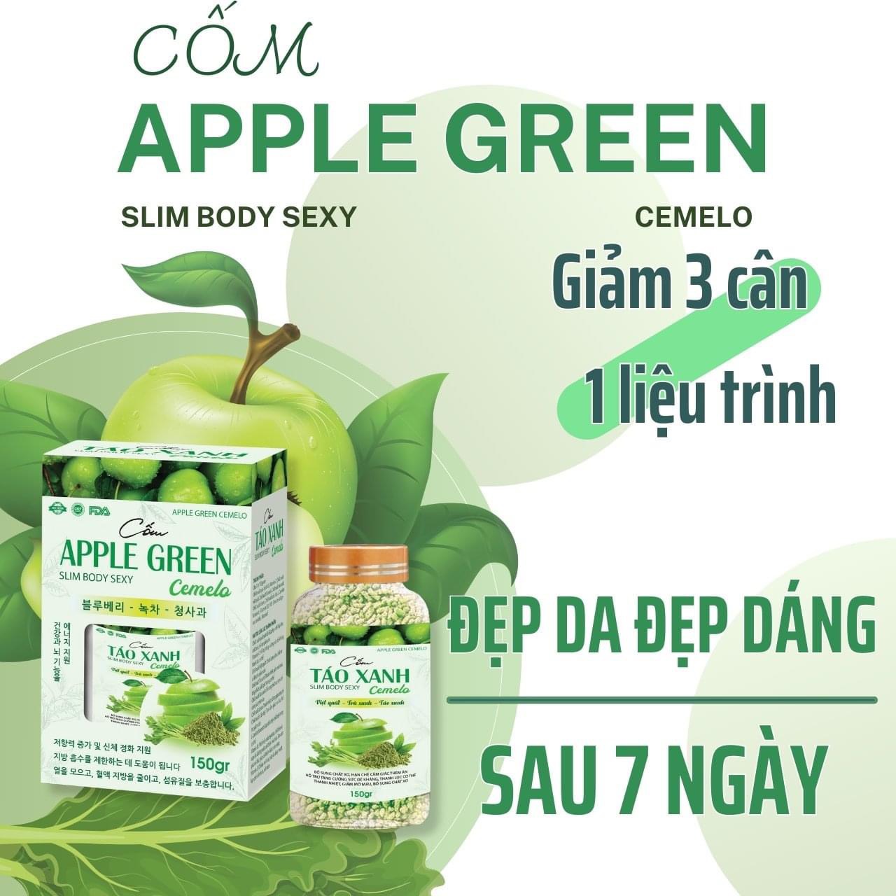 Trà táo xanh giảm cân dạng cốm apple slim tăng cường chuyển hoá chất béo