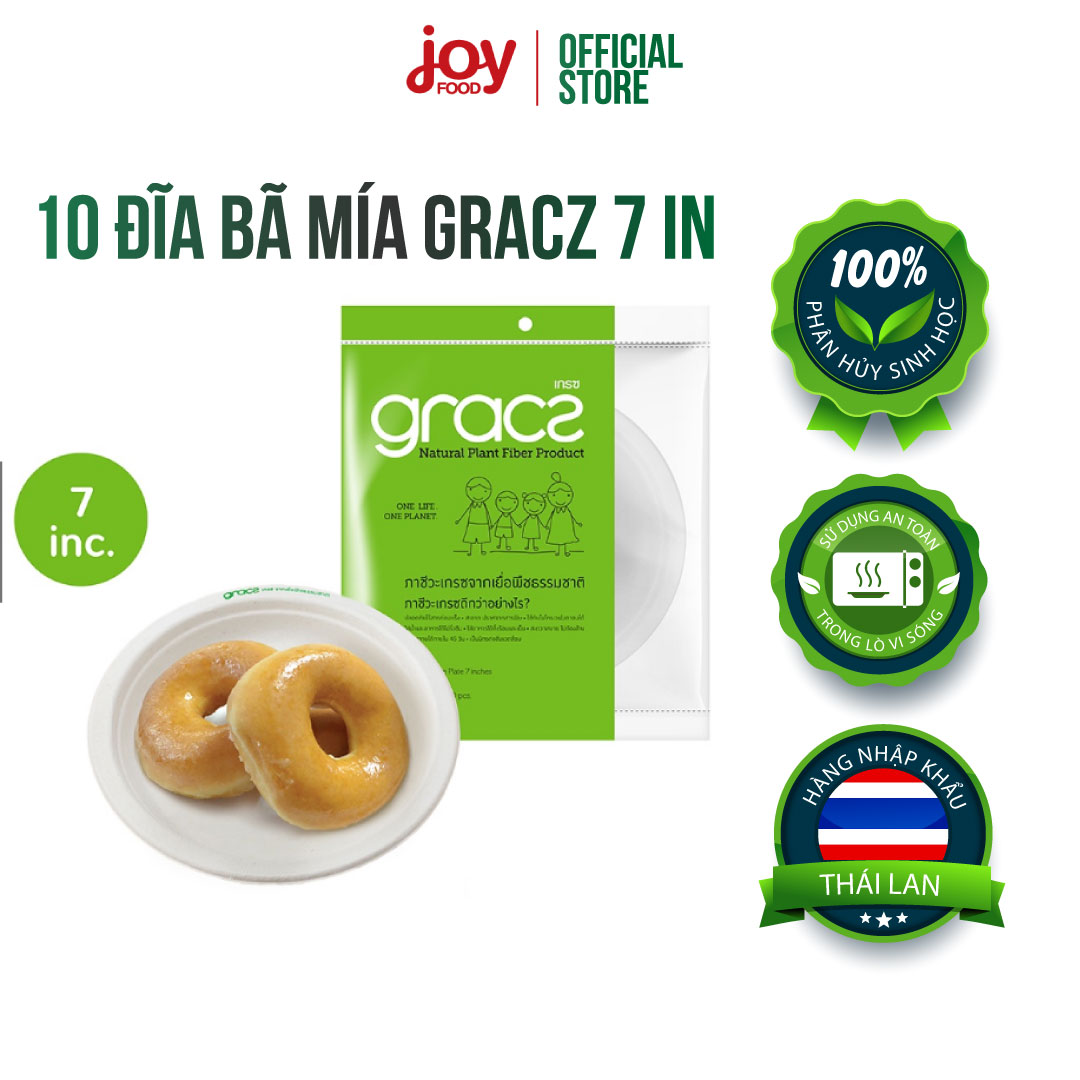 10 dĩa bã mía Gracz 7in (trắng), hàng nhập khẩu Thái Lan