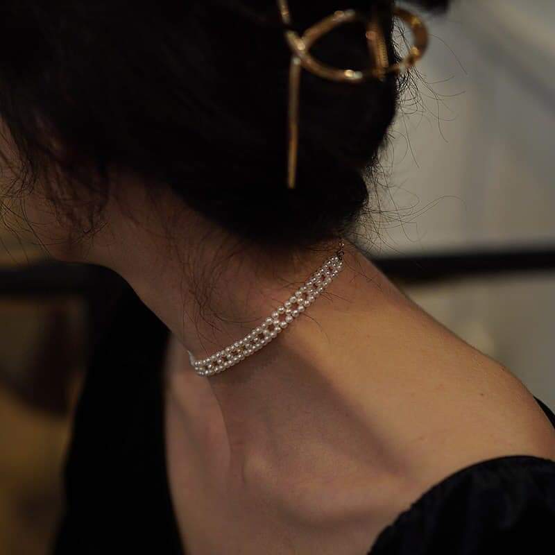Vòng cổ chocker ngọc trai tự nhiên, vòng choker ngọc trai sang trọng - db2684 - bảo ngọc jewelry