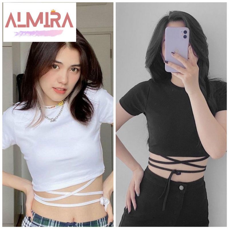 Áo thun croptop đan eo sexy dây buộc eo gợi cảm