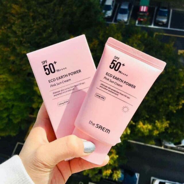Kem Chống Nắng Hàn Quốc Da Dầu The SAEM Eco Earth Power Pink Che Khuyết Điểm Cho Da Mặt SPF 50+ PA++