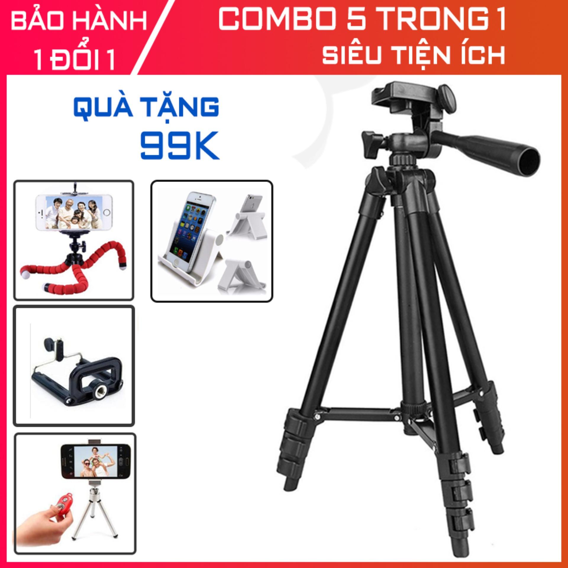 Chân máy ảnh Tripod 3120 + Giá đỡ điện thoại + Remote Shutter + Túi đựng + TẶNG KÈM chân bạch tuộc 30K - Chân máy quay,chân máy điện thoại,Tripod điện thoại,Tripod máy ảnh,Tripod 3520,Tripod 3110