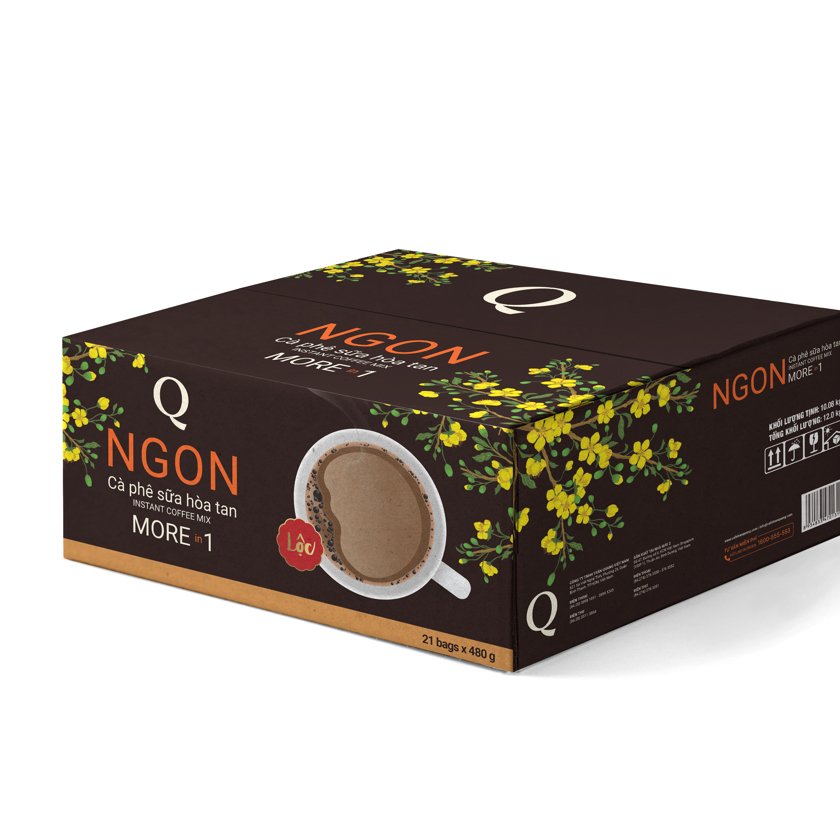 Cà phê hoà tan 3in1 Ngon bịch to 52 gói cafe sữa uống liền Trần Quang coffee