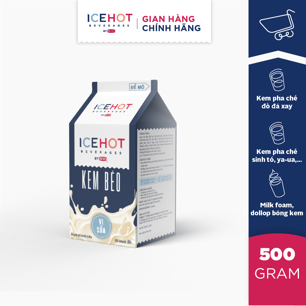 Kem béo vị sữa icehot hộp 500g