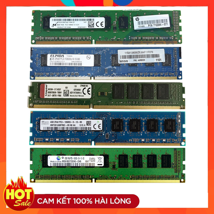 Ram máy tính để bàn DDR3 4GB Bus 1333 PC3 10600 Samsung Hynix Micron Elpida Kingston...