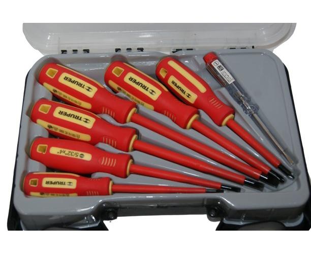 Bộ tuốc nơ vít dẹp và bake 7 cây cách điện 1000v truper 14196