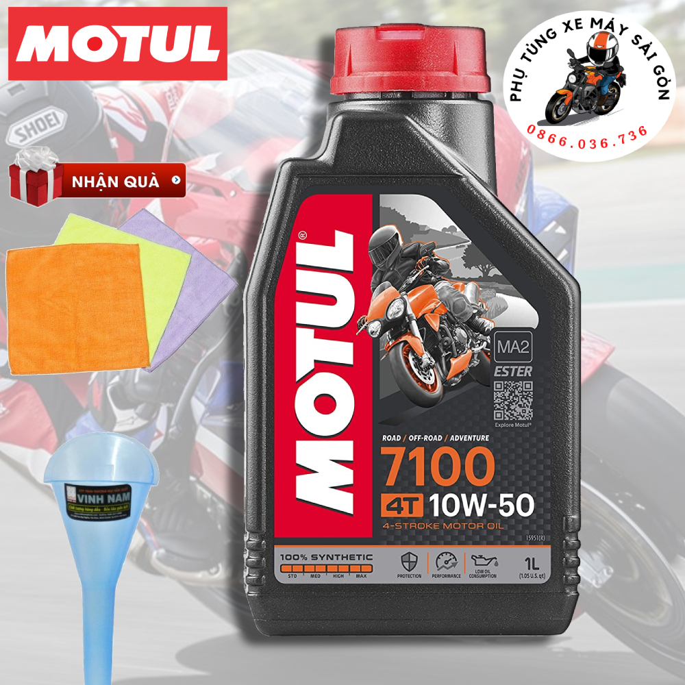 Nhớt MOTUL 7100 4T 10W50 1 Lít nhớt cao cấp dành cho xe số côn tay [Mua 5 tặng 1 phểu]