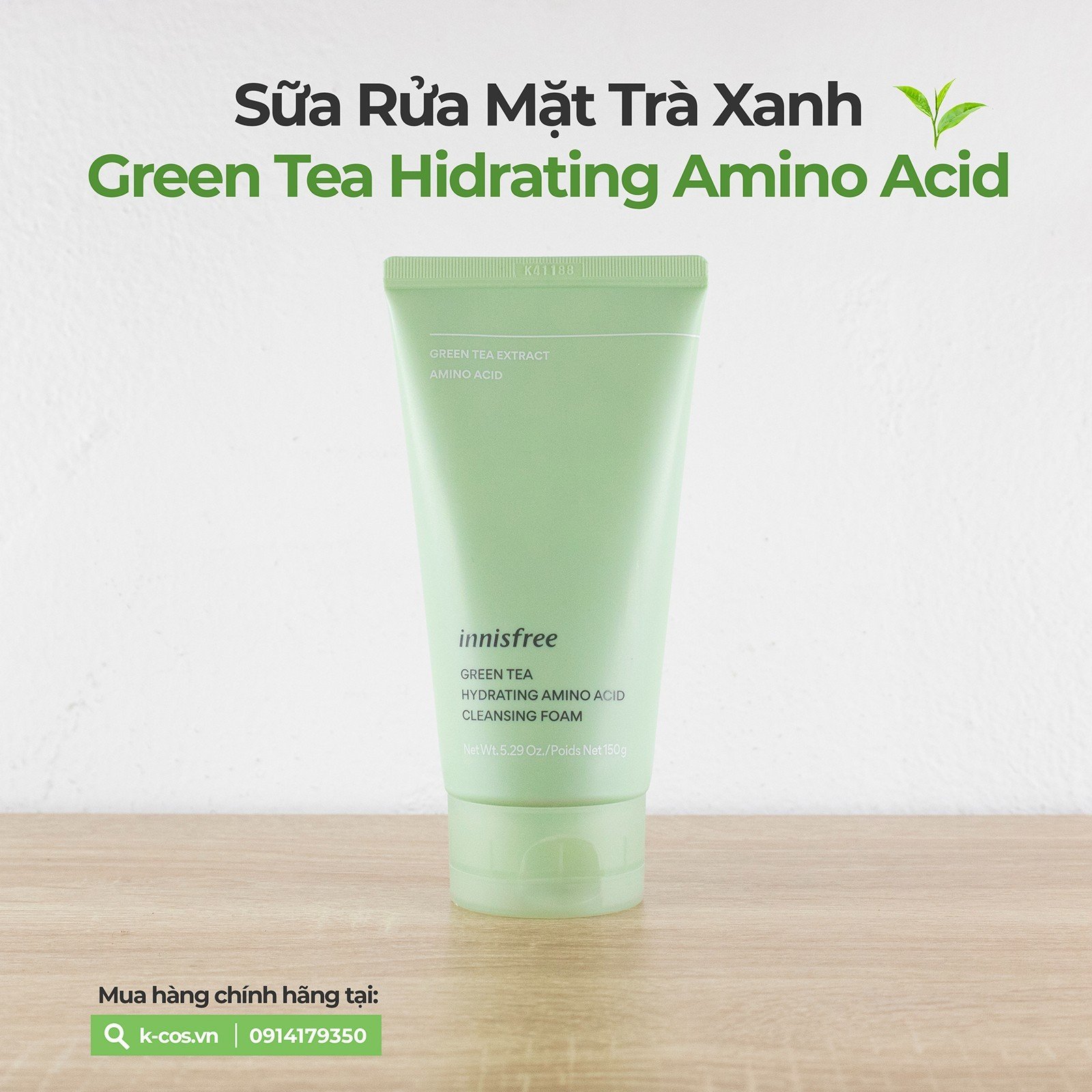 Sữa rửa mặt innisfree trà xanh sạch sâu dịu nhẹ cho da 150ml