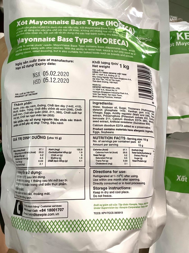 Xốt Mayonnaise KEWPIE nhật bản - túi 1 kg