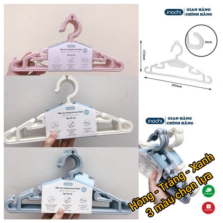 Móc nhựa trẻ em giá rẻ - móc inochi 185 set 10 cái- hanger store