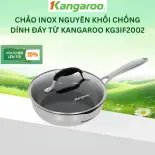 Chảo inox nguyên khối sâu chống dính đáy từ nắp kính Kangaroo KG3IF2002