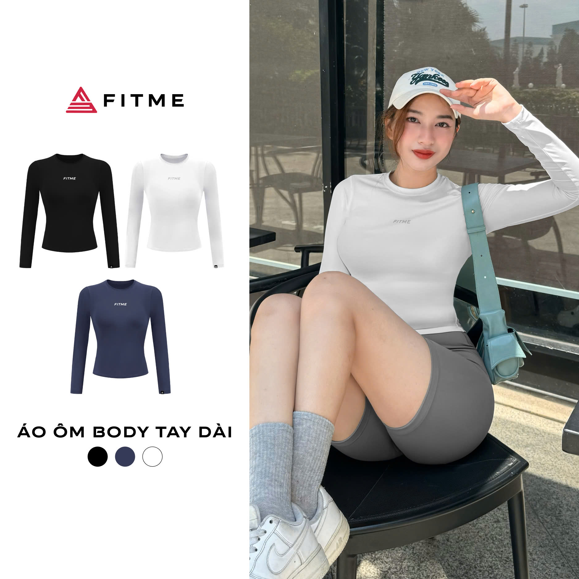  Áo croptop tập gym tay dài nữ Fitme ôm body chống nắng chất liệu co giãn thấm hút mồ hôi ACDB01 