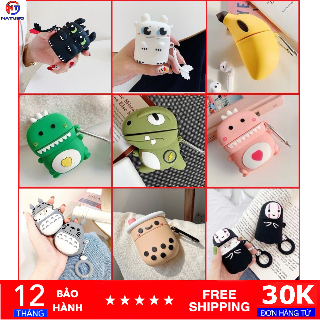 Vỏ bảo vệ bao đựng tai nghe Airpods bằng Sillicone dẻo, ốp Case Airpods 1, Airpods 2 i11 i12 i18 i100 i200