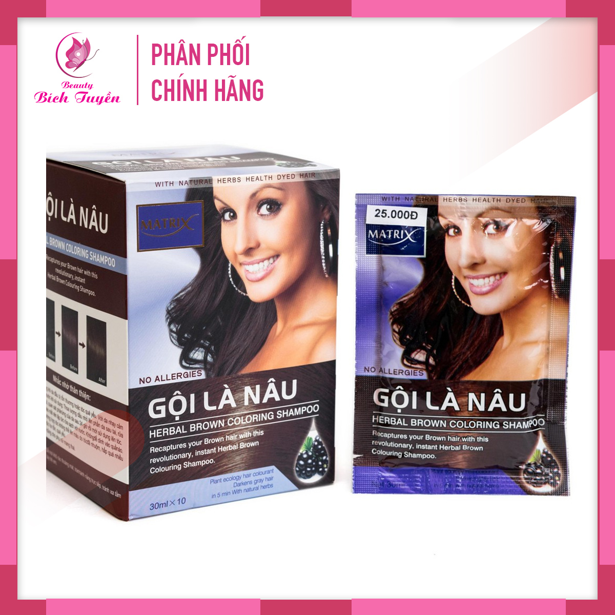 Gội là nâu matrix tóc bạc không cần nhuộm - gội là nâu - gói và hộp