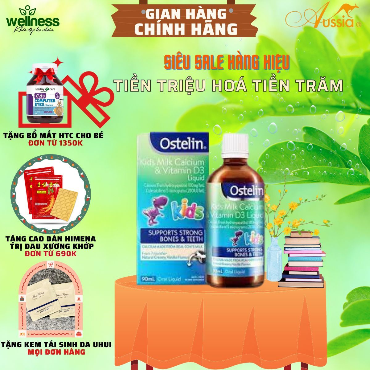 Canxi & Vitamin D3 Ostelin dạng nước và dạng viên nhai cho bé - Kids Milk Calcium & Vitamin D3 Liquid Ostelin