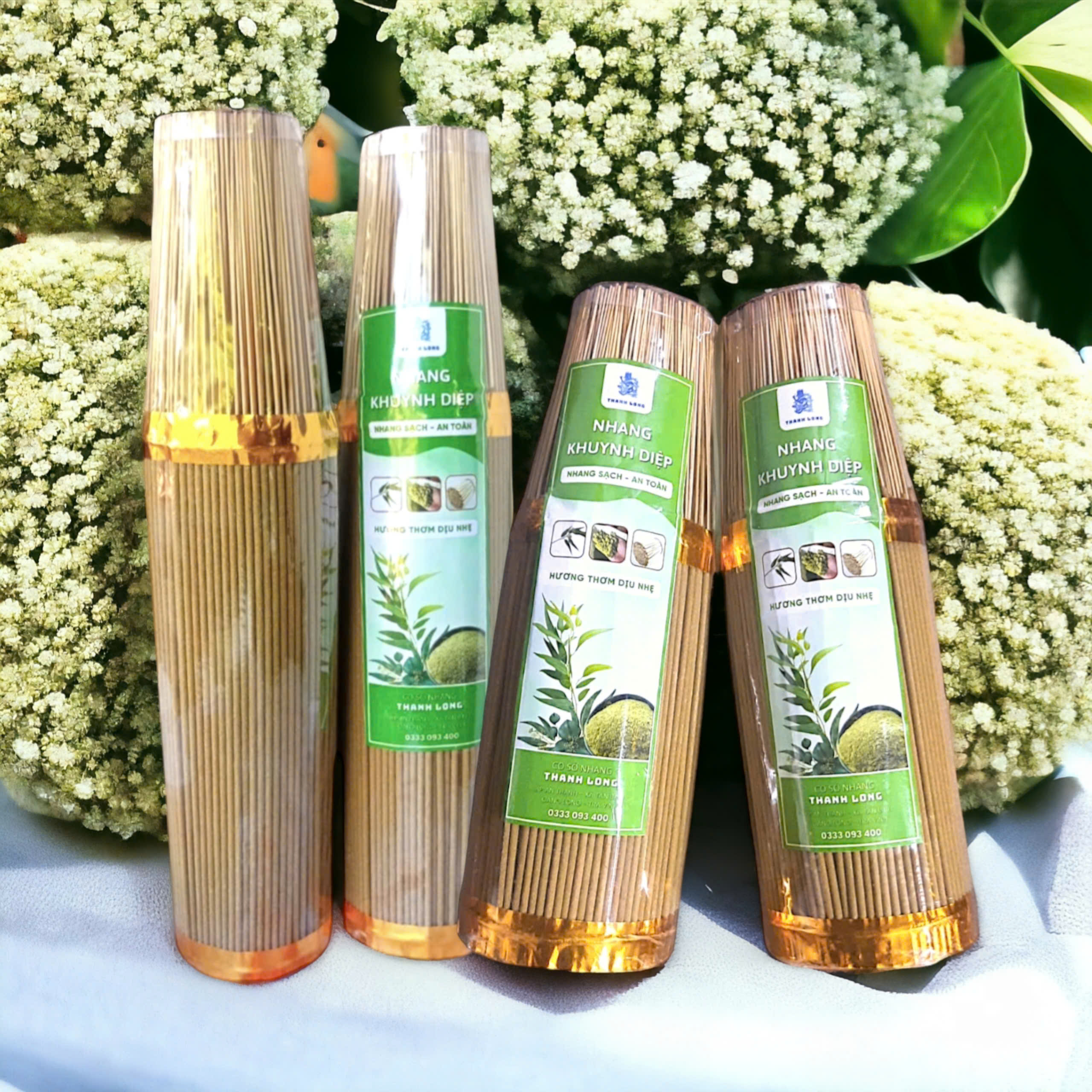  Nhang Khuynh Diệp 3 tấc 4 tấc Nhang thơm từ lá Khuynh diệp tự nhiên chân mộc không nhuộm Nhang Thanh An 