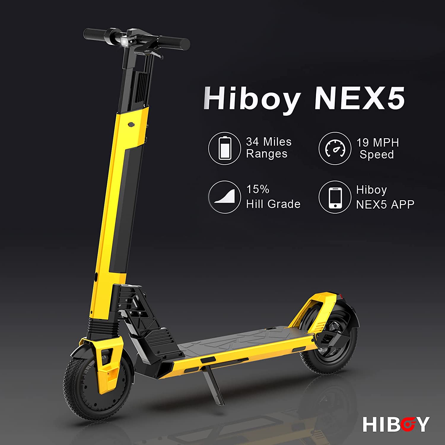 Xe Scooter điện Hiboy NEX5, 1 pin, 30km/h và đi 50km, Pin có thể tháo rời, Xe gấp gọn với động cơ 350W, Lốp 8.5 inch