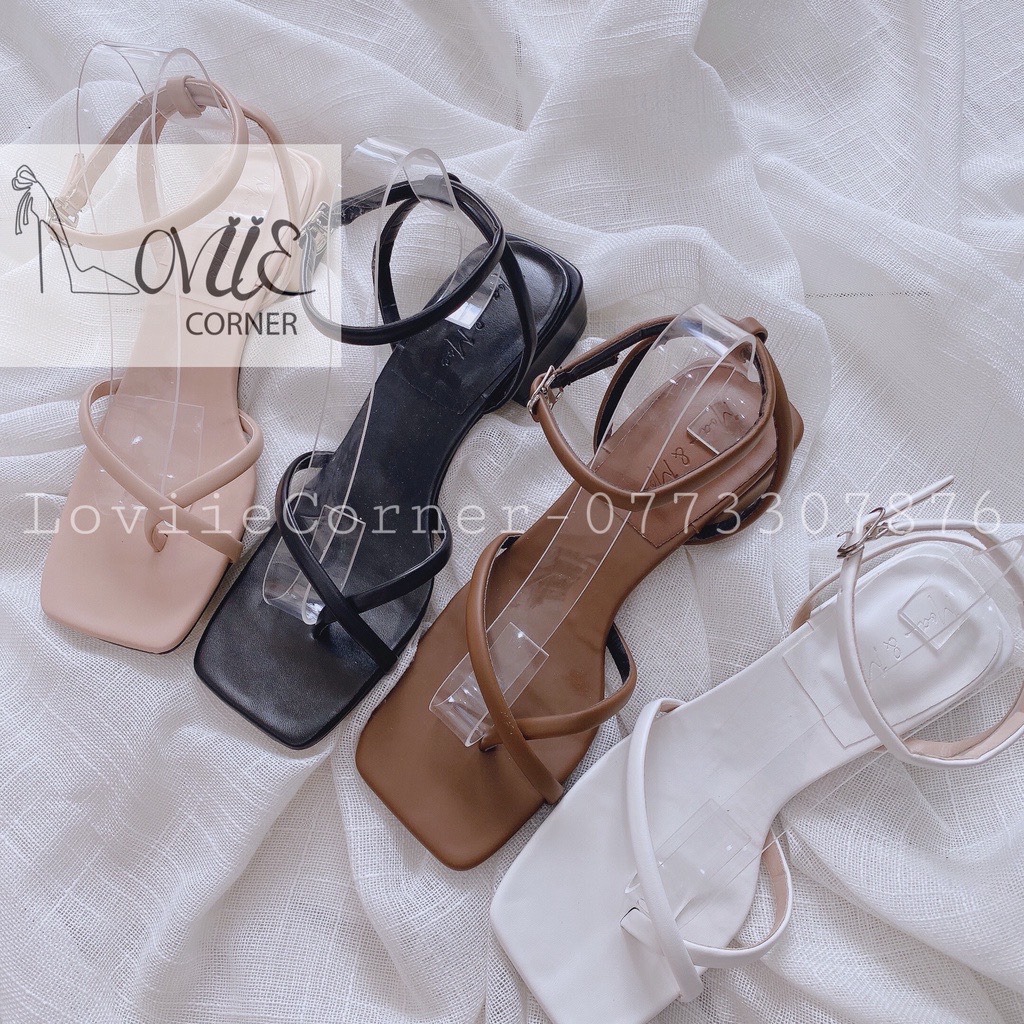 Sandal nữ quai mảnh loviiecorner - giày sandal quai mảnh xỏ ngón đế vuông thấp - s220304