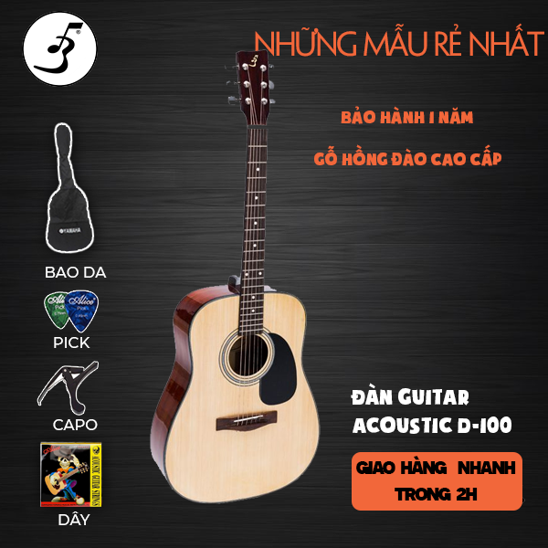 [GUITAR GIÁ TỐT] Guitar Acoustic Guitar D100 - tặng kèm pick, capo, dây lẻ