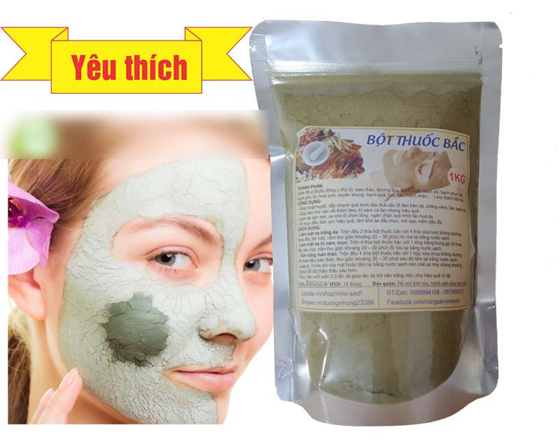 500G Bột thuốc bắc (mặt nạ trị mụn, trị nám, tắm trắng toàn thân)