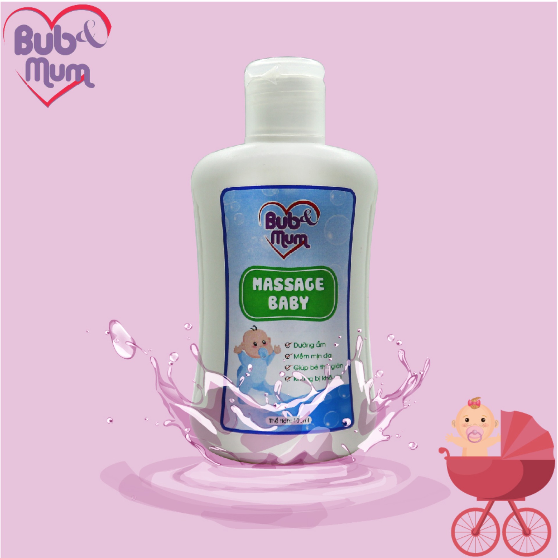 Massage Baby dầu mát xa giữ ẩm thư giãn cho bé 100ml BuB&Mum