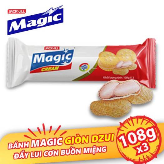 Combo 3 Cây Bánh JACK N JILL MAGIC CREAM Cracker Kem Bơ Đậu Phộng/ Kem Phô Mai 108g x 3 cây