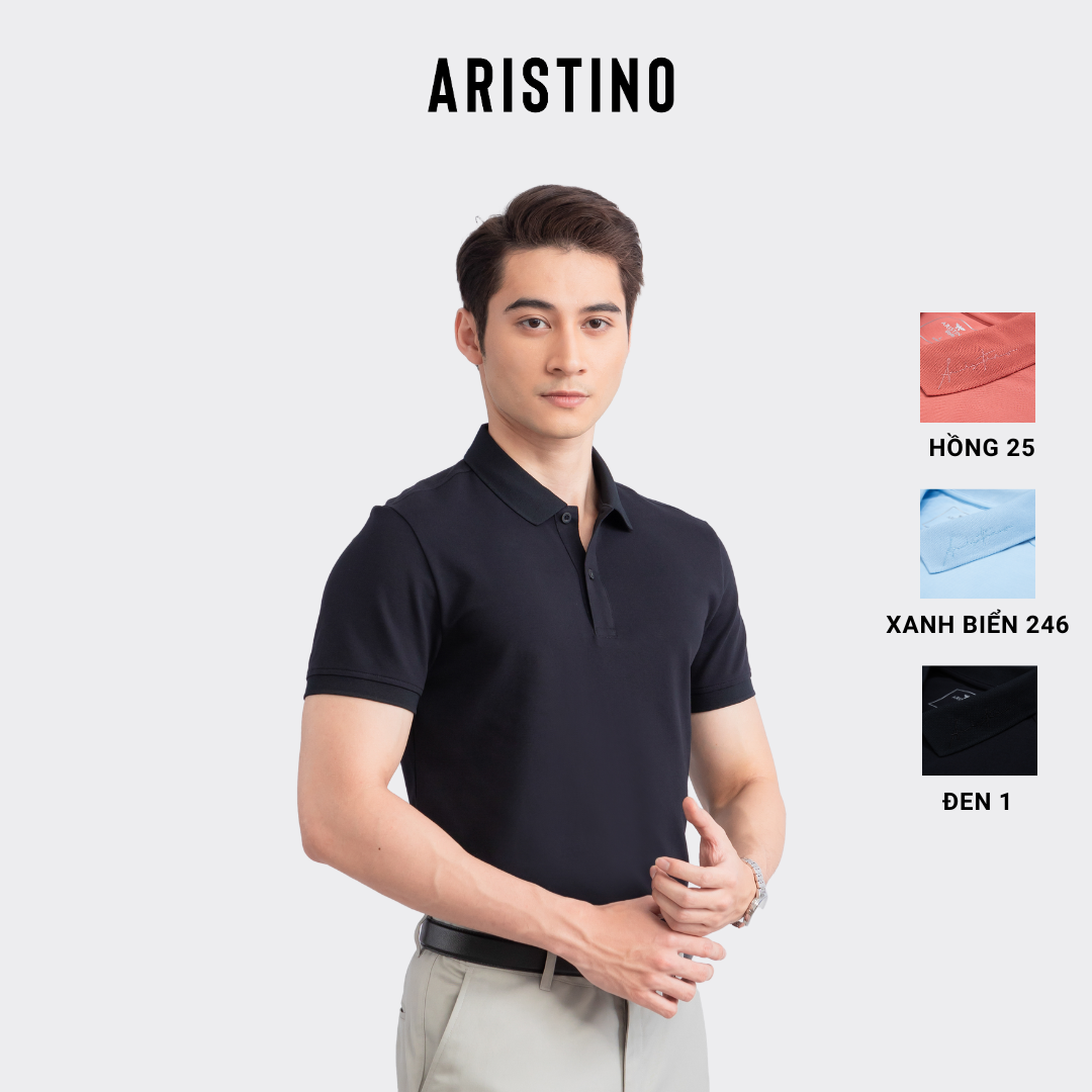Áo polo ngắn tay aristino phom slim fit ôm nhẹ, màu sắc trung tính, lịch lãm - apsr10