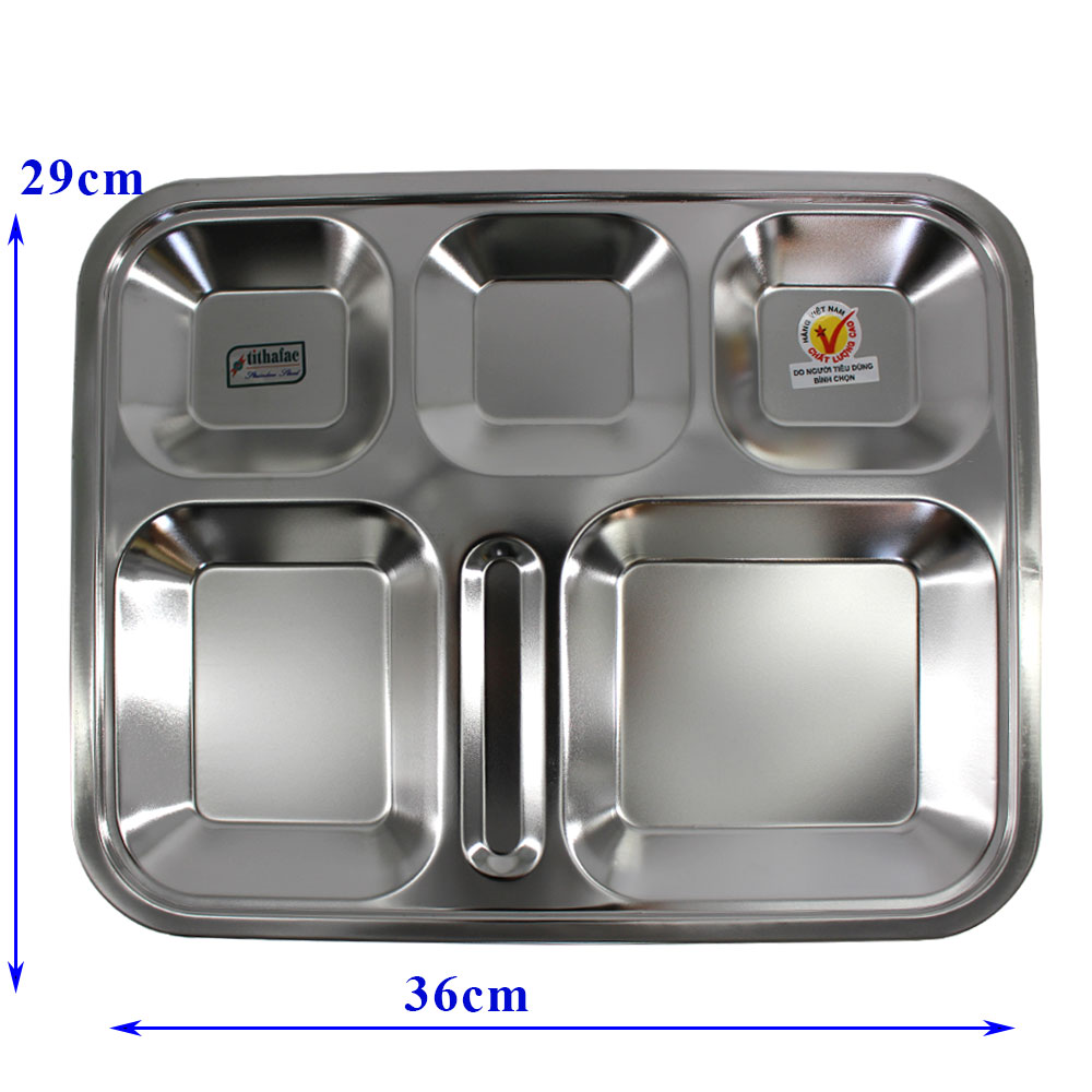 Khay cơm 5 ngăn và 6 ngăn inox 201 Cao Cấp thương hiệu Việt Nam Tithafac