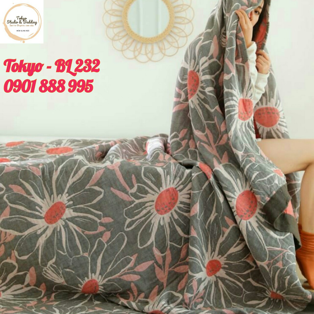 B18_chăn thu xô organic cotton dòng cao cấp