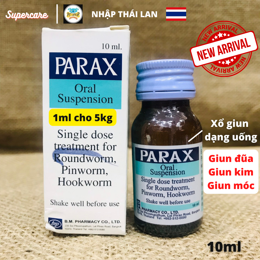 Sirô uống xổ giun chó mèo parax hàng nhập thái lan