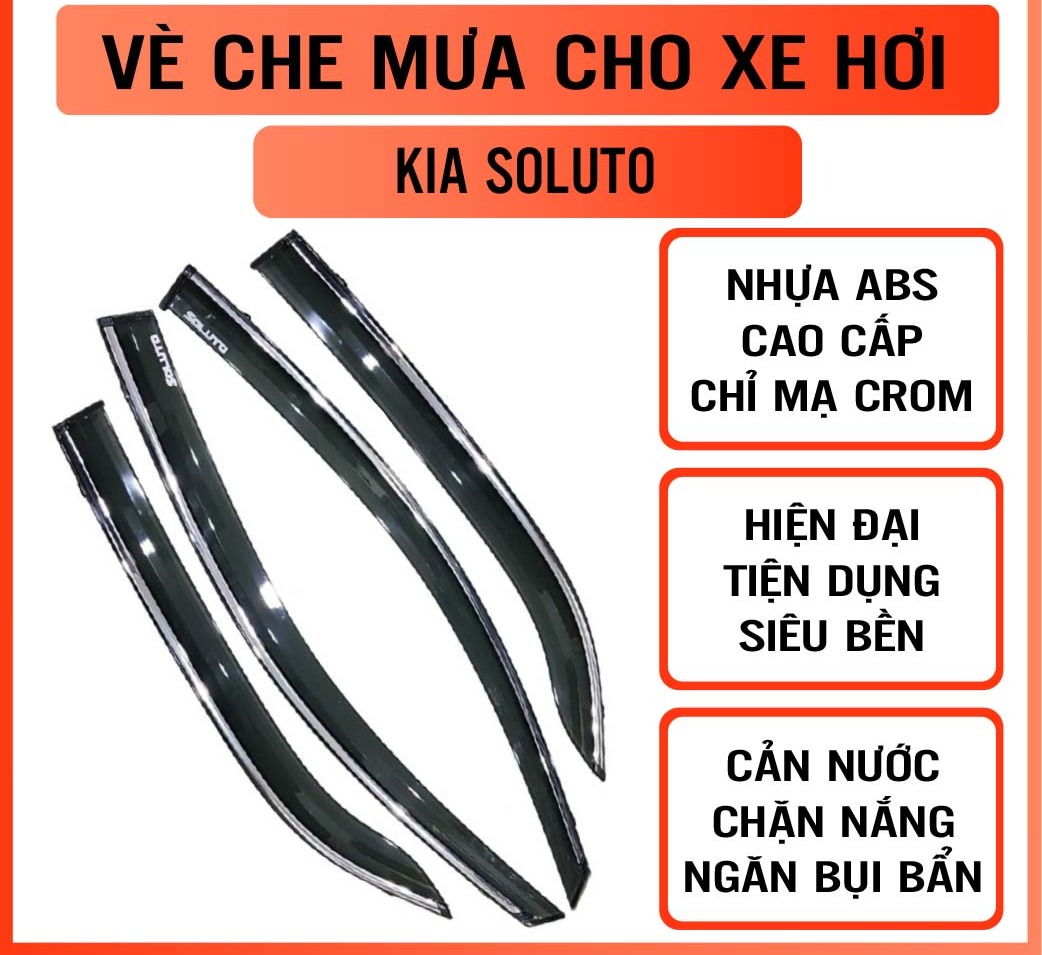 Bộ vè che mưa chỉ mạ crom cho xe kia soluto