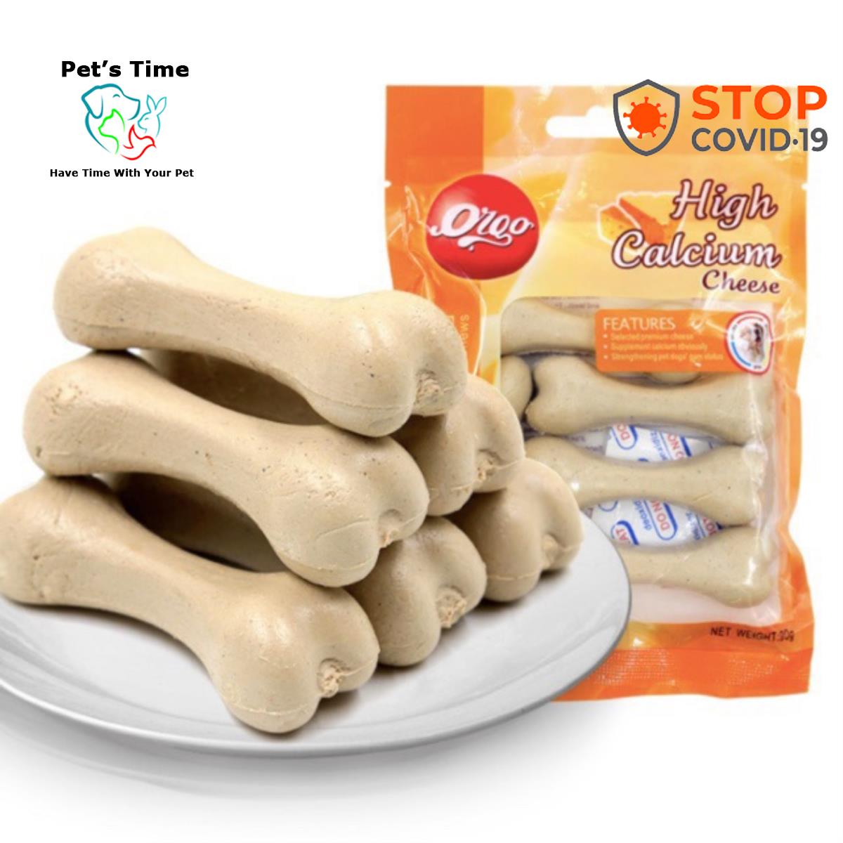 Xương bàn chải cho chó gặm sạch răng Orgo 90gr - Vị Phô Mai - Pet's Time
