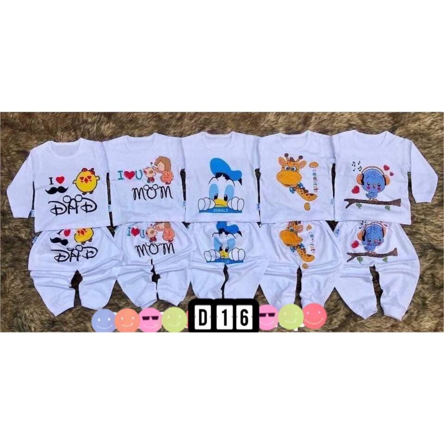 Set 5 bộ cotton áo dài tay quần dài, quần áo sơ sinh