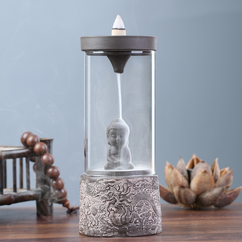 Backflow censer violet arenaceous creative home furnishing articles plutus zen room offering incense inserted sweet scented glass longfeng