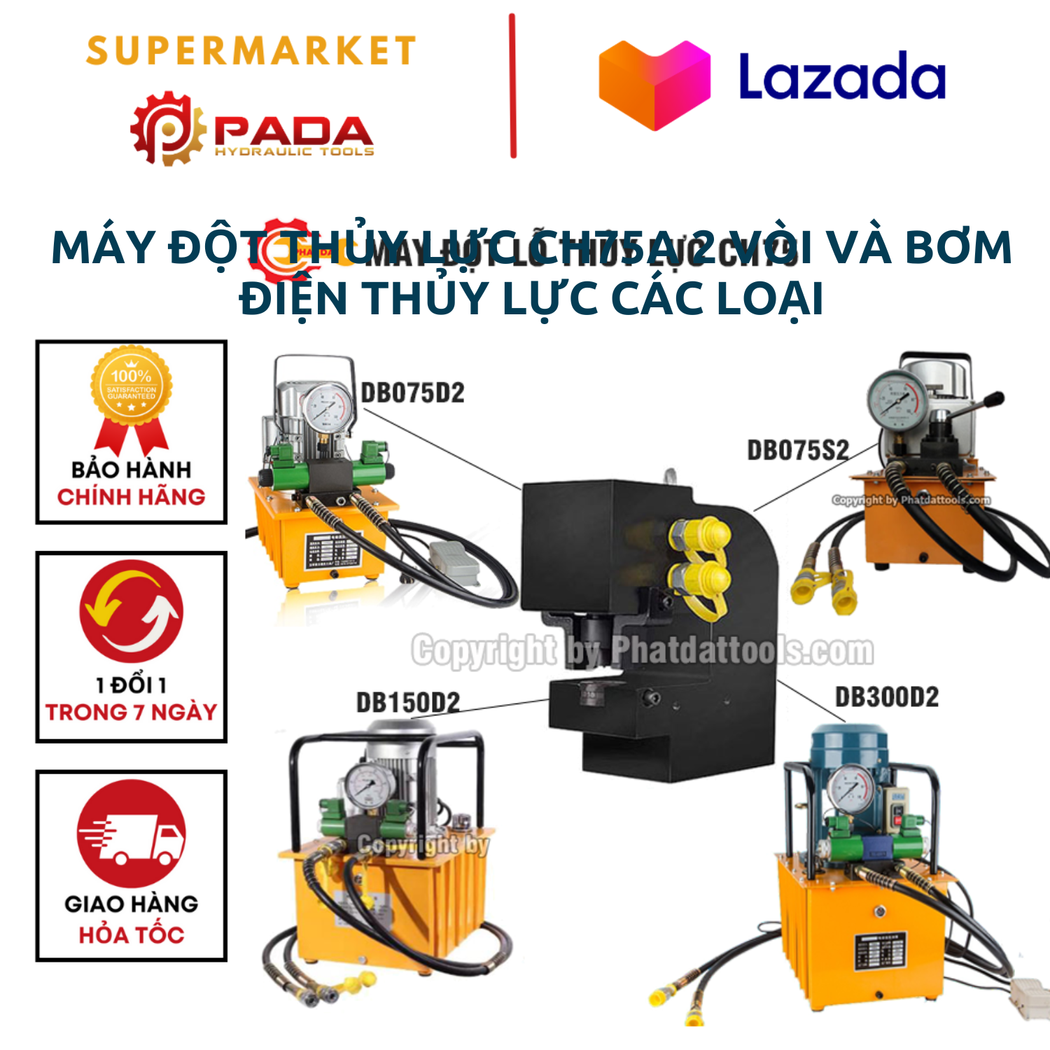 Máy đột thủy lực ch75a 2 vòi và bơm điện thủy lực các loại