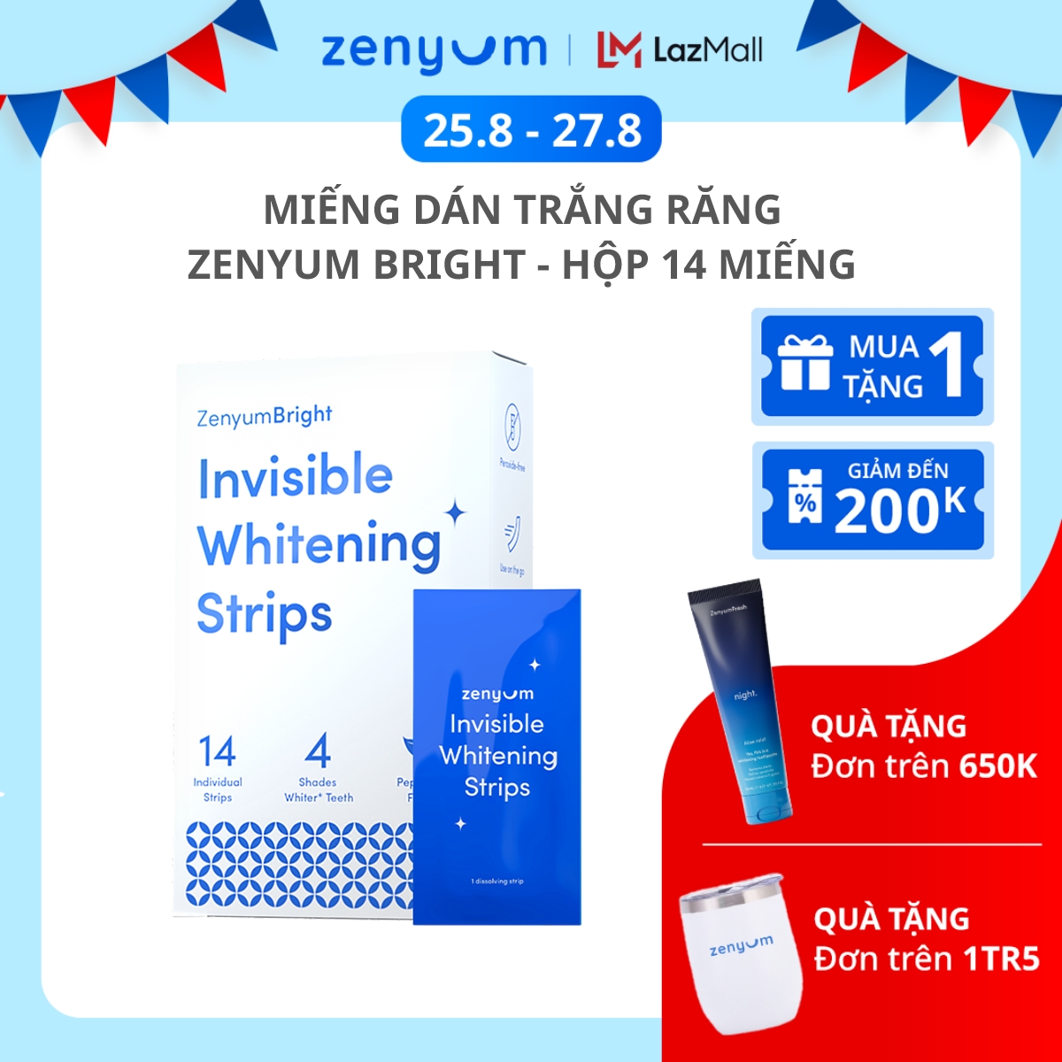 Miếng Dán Trắng Răng Zenyum Bright - Hộp 14 miếng