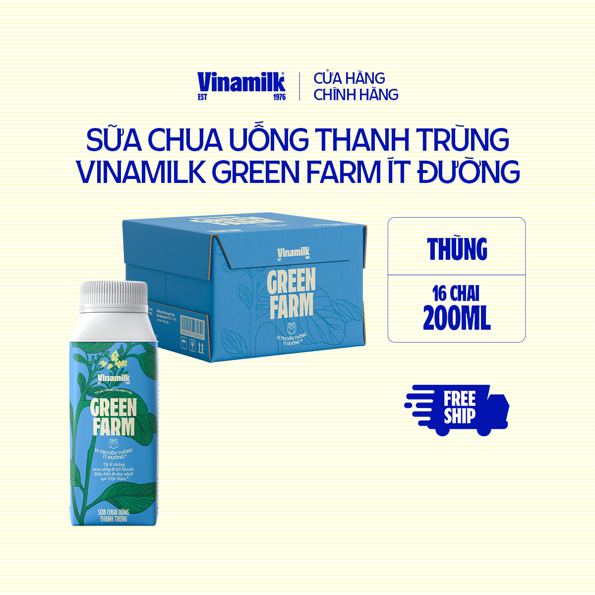 [CHỈ GIAO TRONG BÁN KÍNH 10KM] Thùng 16 Hộp Sữa Chua Uống Vinamilk Green Farm - Hộp 200ml