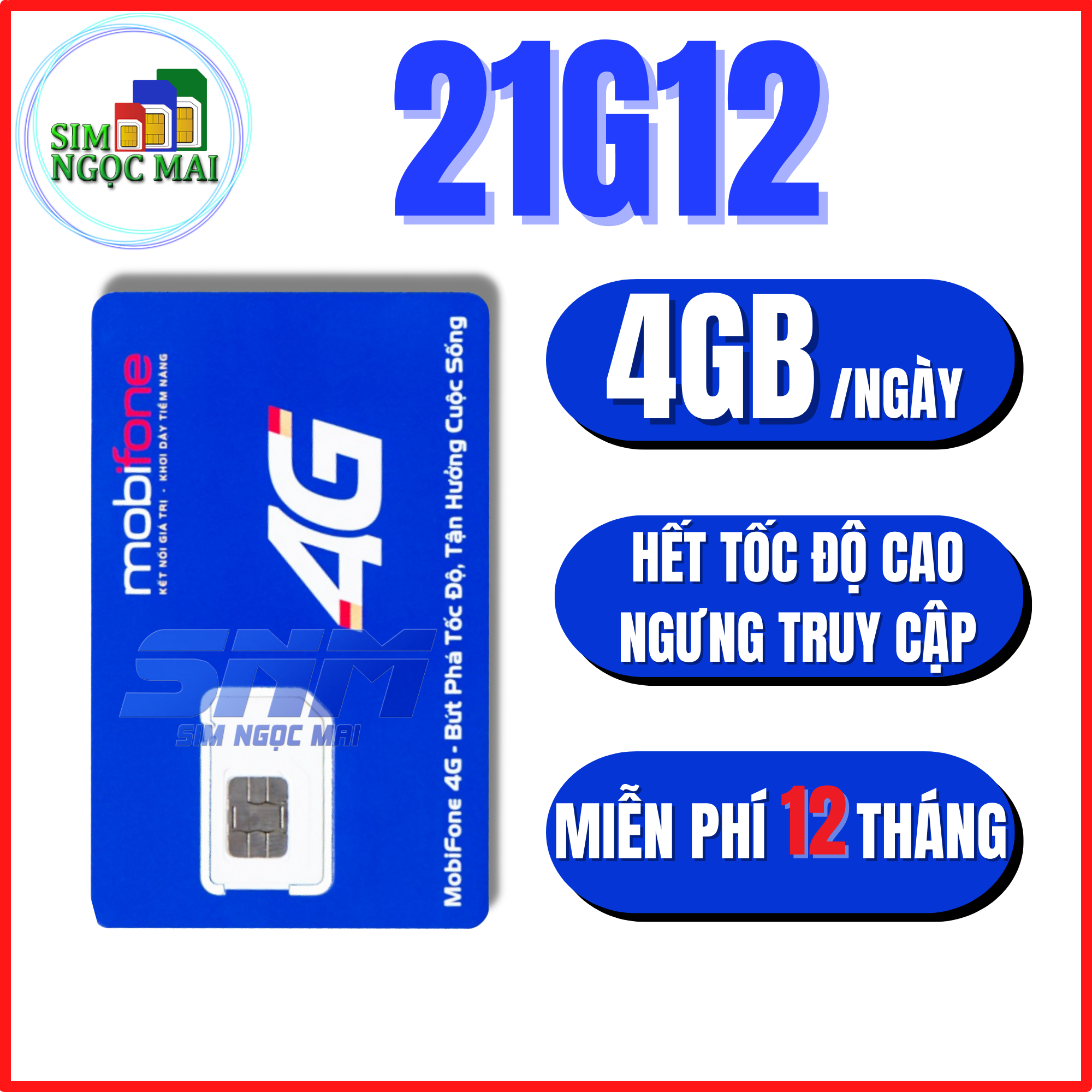 FREESHIP - CHƯA KÍCH HOẠT. Sim 4G Mobifone 500GB 12MTD50 - MDT250A - 12MTD150 - MDT255 - Miễn Phí 12 Tháng -  Sim Ngọc Mai