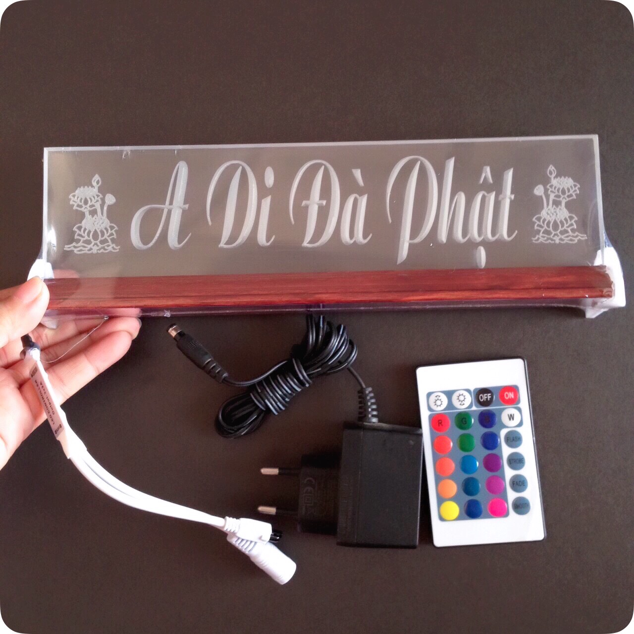 Tranh điện - đèn led đổi màu a di đà phật cao 10cm x dài 40cm