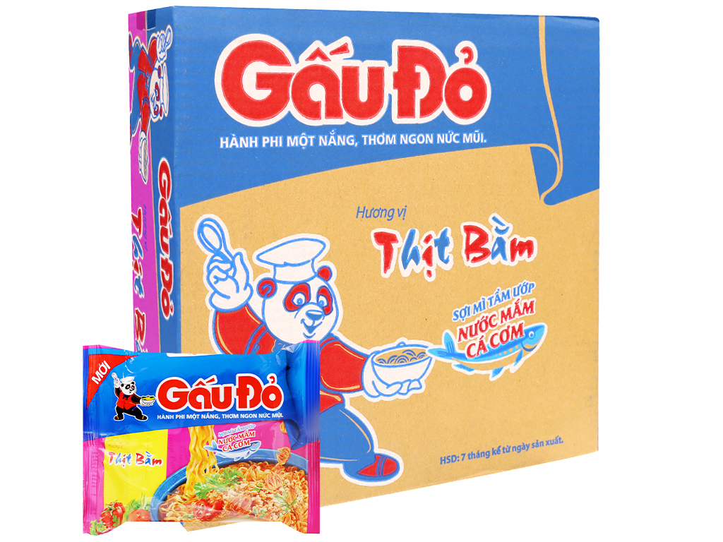 Thùng 30 gói mì gấu đỏ thịt bằm 63g