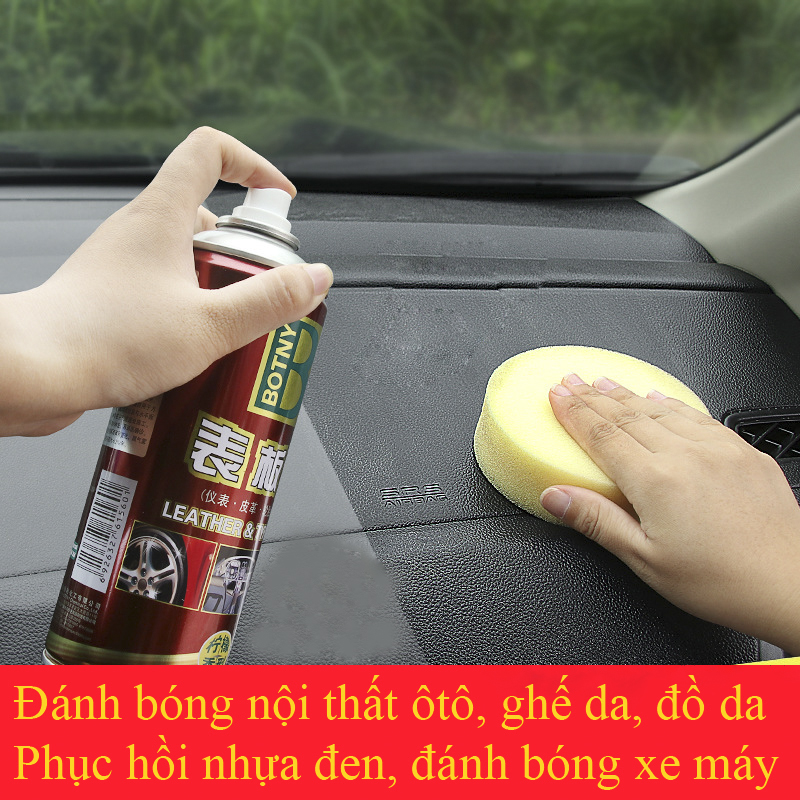 Chai xịt Phục hồi nhựa đen, đánh bóng nội thất ô tô, xe máy, đồ da - Leather Tyre Wax