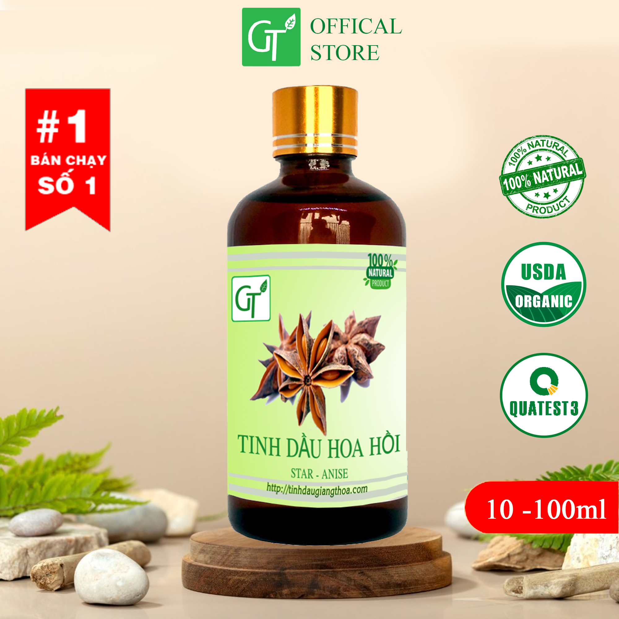 Tinh dầu hoa hồi gt 100% nguyên chất chai 10-100ml- hàng cao cấp chính hãng