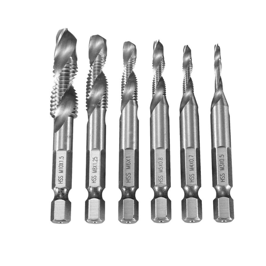 Bộ 6 mũi khoan taro ren hss đa năng m3-m10