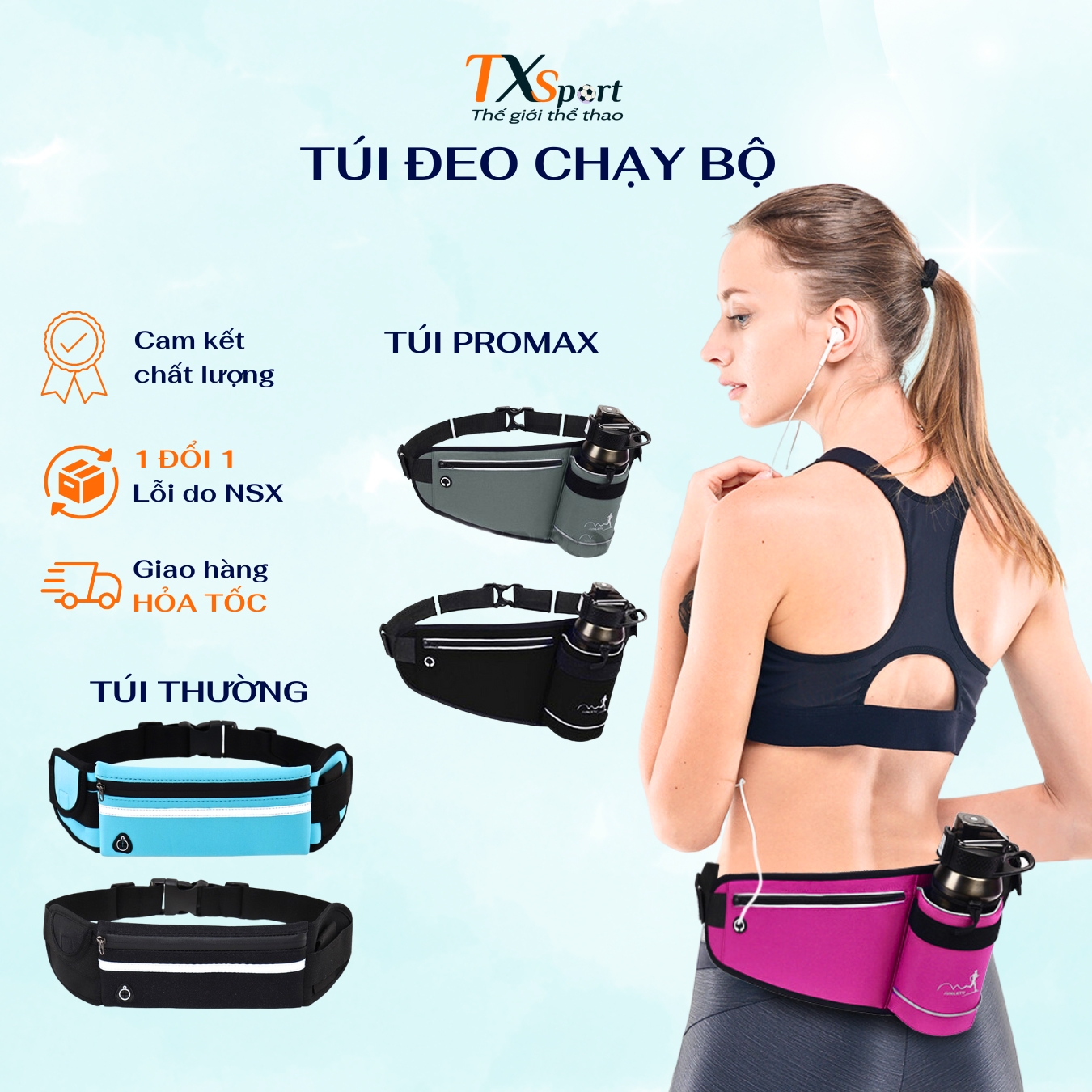 Túi đeo hông chạy bộ thể thao nam, nữ , túi đeo bụng chạy bộ thiết kế thông minh tiện ích