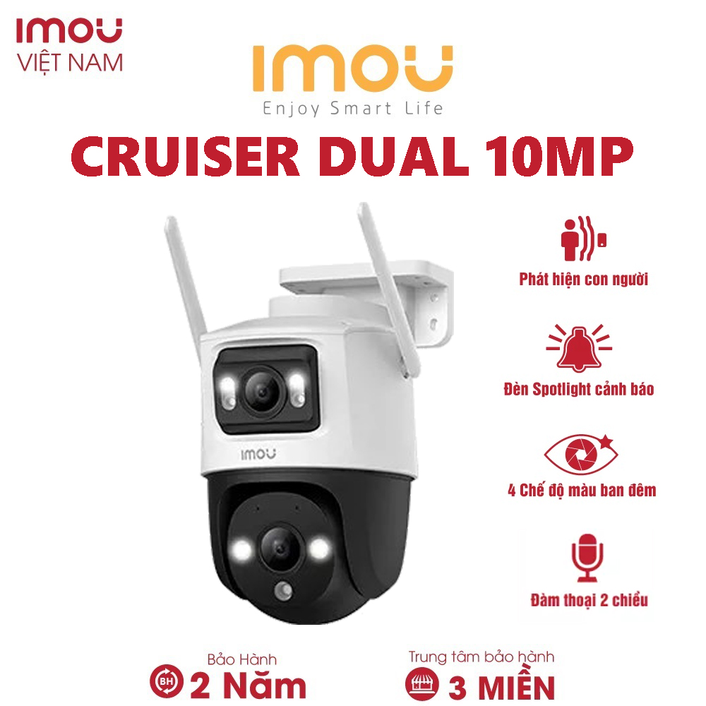 Camera IMOU 2 Mắt Ngoài Trời IMOU Cruiser Dual 10MP Cruiser Dual 6MP Tầm Nhìn Bam Đêm Có Màu Ống Kính Kép Góc Rộng Phát Hiện Người & Phương Tiện l Bảo Hành 2 năm