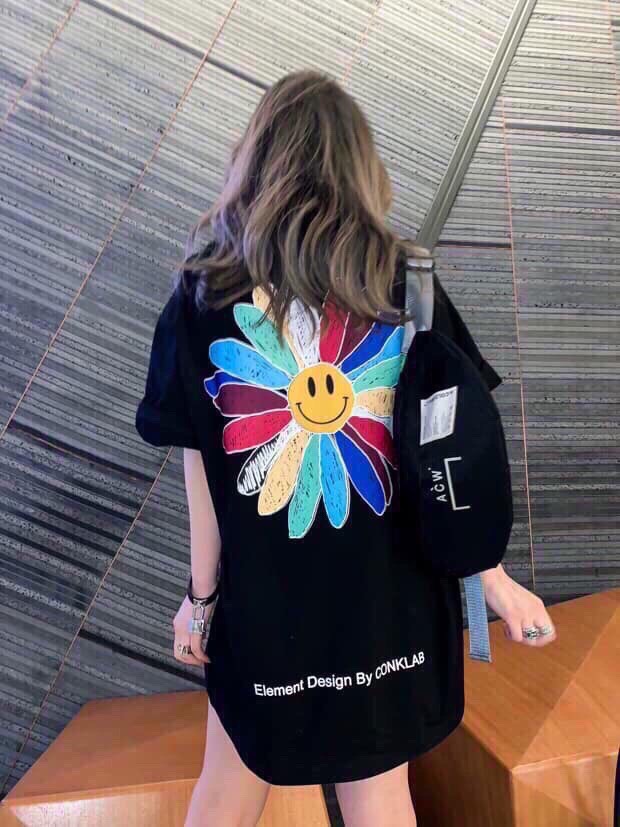 Áo thun in hình Hoa cúc icon Mặt cười - Áo thun unisex nam nữ đều mặc được