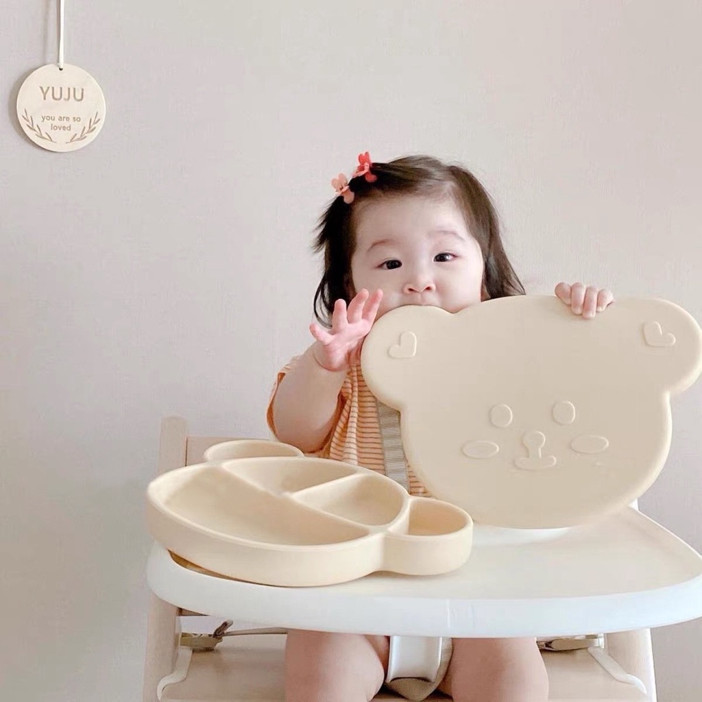 Khay Silicon ăn dặm Gấu Brown cho bé ăn dặm, babysi