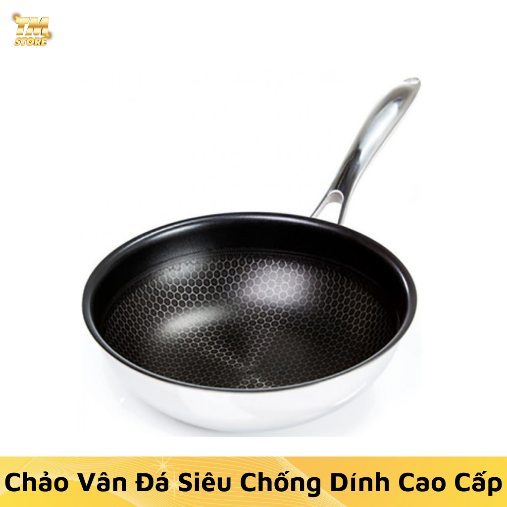 Chảo Vân Đá Chống dính sâu lòng 32cm inox 304 siêu bền - dùng được cả bếp gas, bếp từ Chảo Sâu Lòng Chống Dính Vân đá 32cm, Chảo Vân Tổ Ong, Chảo Chống Dính, Chảo Dùng Cho Mọi Loại Bếp, Chảo Dùng Cho Bếp Từ